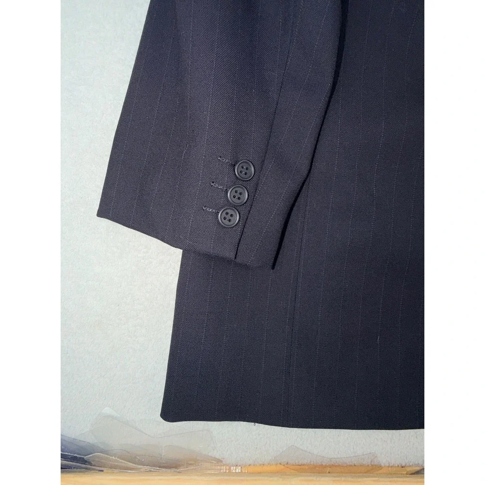 Giorgio Armani 46R Le Collezioni Navy Pinstripe Virgin Wool Blazer Made in Italy